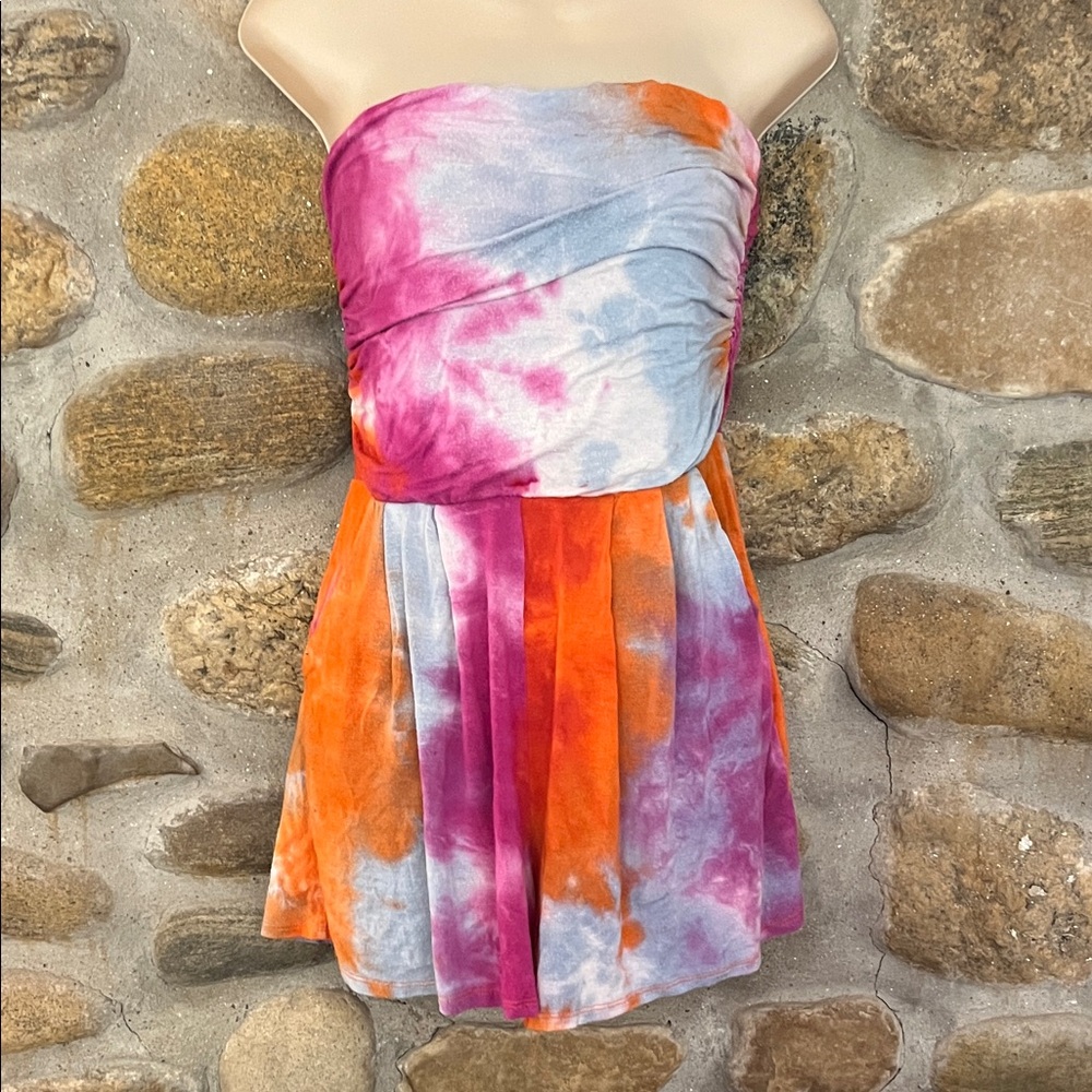 Heart Hips Vibrant Orange and Pink Romper with pockets
